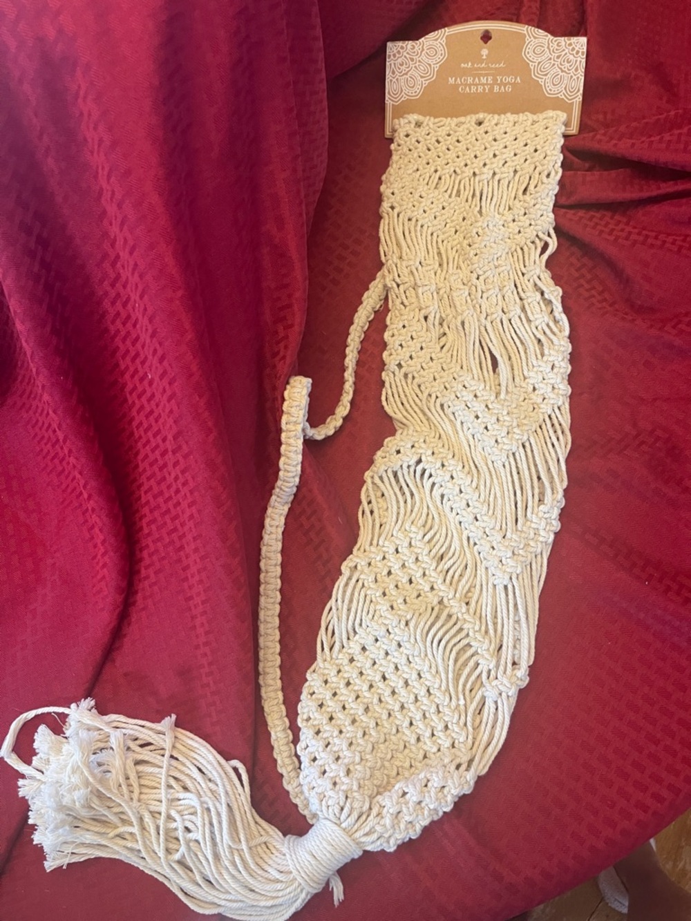 Oak and Reed Handwoven Macrame Yoga Mat Carrier - Cream